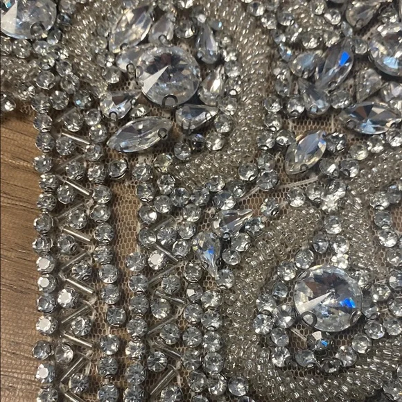 Silver Embellished Halter bedazzled Cocktail Dress - Picture 4 of 17